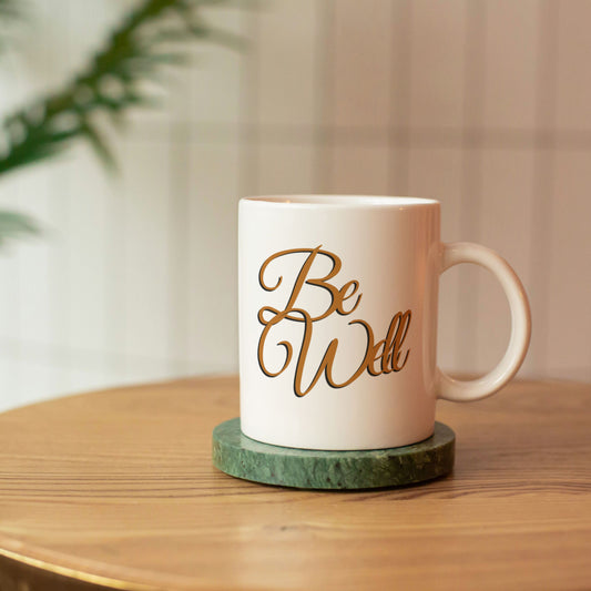 Be Well Ceramic Mug | Vintage Text | Brown Aesthetic