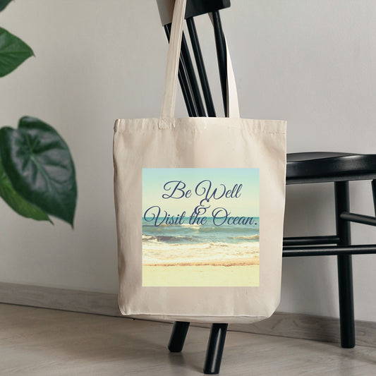 Ocean Wellness Canvas Tote | Beach Visit Bag | Sustainable Fashion Accessory