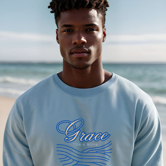 Grace Like a Wave Vintage Crewneck | Trendy Christian Apparel | Inspirational Faith Wear